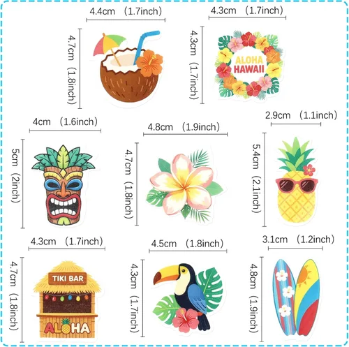 Vista 2 de Ercadio Paquete de 24 adornos para tartas de flamencos hawaianos con purpurina rosa, flamencos Luau, decoración hawaiana tropical de verano, Aloha