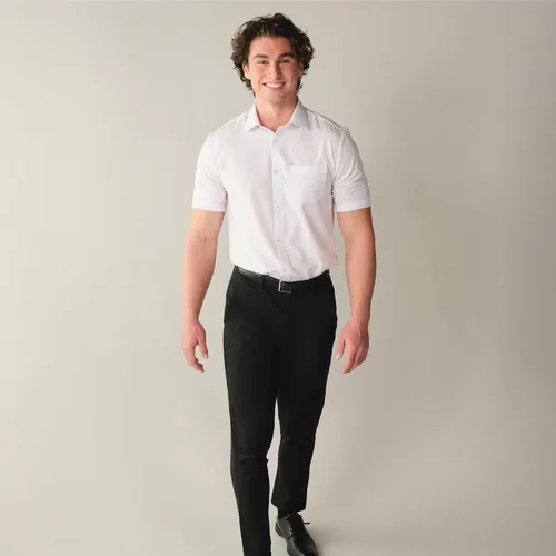 Vista 3 de &COLLAR Camisa de vestir de manga corta para hombre de alto rendimiento y ajuste atlético