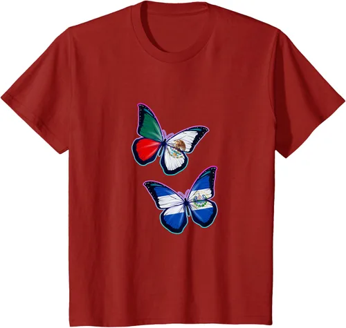 Vista 53 de Raíces biculturales de El Salvador y México. Versión mariposa Camiseta, Negro