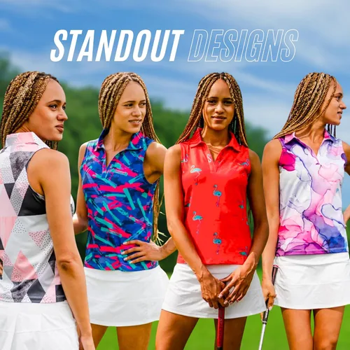 Vista 15 de YATTA GOLF Polo de golf sin mangas para mujer, absorbe la humedad, cuello en V, para golf, entrenamiento, golf