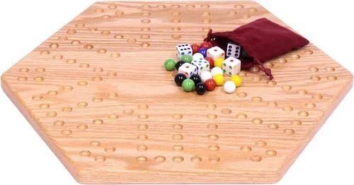 Vista 2 de Juego de mesa Aggravation (Wahoo), con tablero de madera maciza de roble, doble cara, 16" de ancho