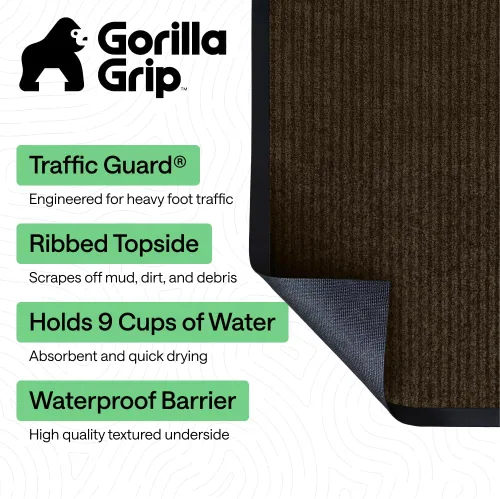 Vista 66 de Gorilla Grip - Tapete afelpado original de goma con perfil bajo, resistente, duradero, impermeable y fácil de limpiar para interior y exterior Verde