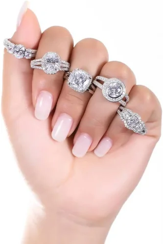 Vista 9 de BERRICLE Sterling Silver CZ Solitaire Wedding Engagement Promise Rings for Her, Round Cubic Zirconia Ring for Women