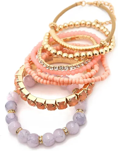 Vista 3 de RIAH Fashion - Pulseras apilables con cuentas de varios colores, pulseras para usar en capas