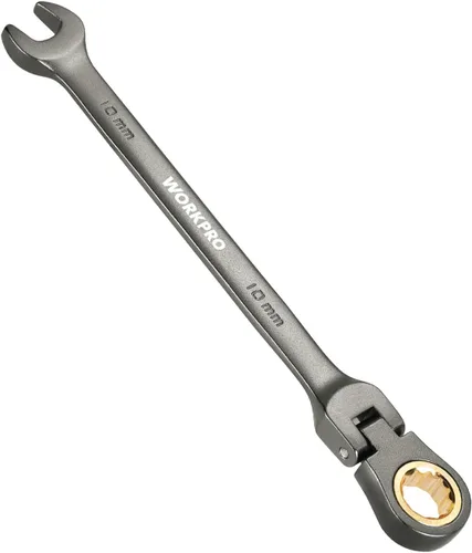 Vista 8 de WORKPRO Llave combinada de trinquete de 1/2 pulgada SAE, CR-V construida con cromado pulido espejo, diseño de 12 puntos, desplazamiento de 15 grados