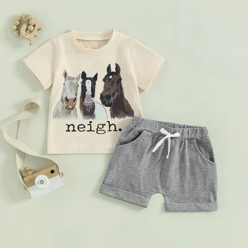 Vista 2 de Conjunto de ropa de verano de 2 piezas para bebé niño y niño de granja con pollo, de manga corta