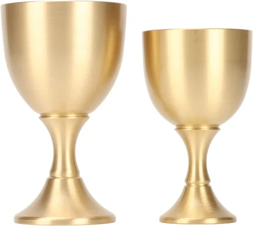 Vista 2 de Copa de vino Cáliz Latón Vintage Hecho a mano Rey Real Fantasía Real Vasos en relieve Copa Boda Gótica con Embalaje Clásico Copas Vintage Rey Arturo