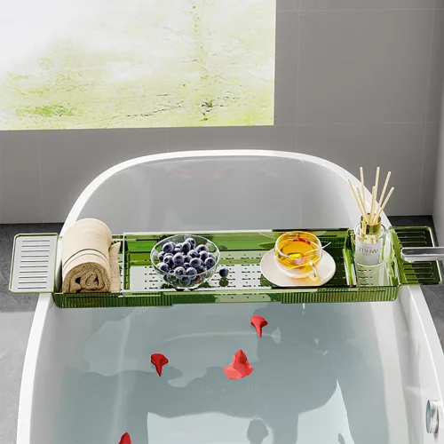 Vista 7 de Bandeja para bañera, bandeja de baño ajustable para bañera, accesorios de baño, organizador de bañera para baño, spa de lujo, organizador de bañera