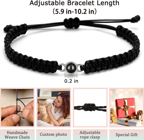 Vista 4 de JUBOPE Pulseras personalizadas con fotos, pulsera de proyección con imagen en el interior, pulsera con imagen personalizada, regalo conmemorativo