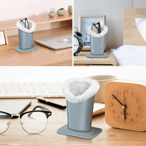 Vista 196 de Fintie Soporte para anteojos forrado de felpa con base magnética, estuche de cuero vegano prémium para lentes