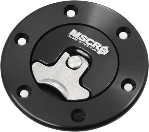 Vista 2 de Billet Tapa de tanque de sobretensión de combustible de aluminio de 1.398 in con 6 agujeros sin ventilación (negro)