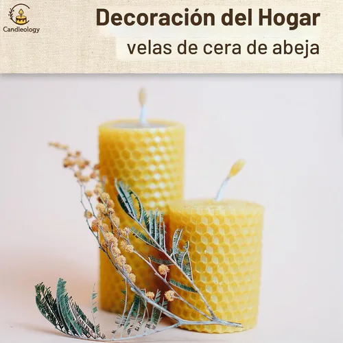 Vista 6 de Kit de fabricación de velas de cera de abejas para principiantes, con 7 hojas de cera de abeja y múltiples decoraciones para hacer velas