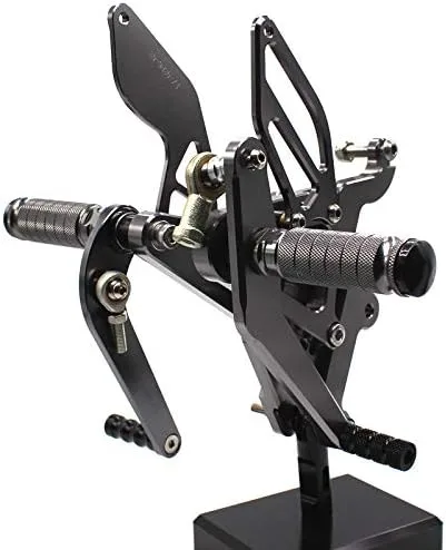 Vista 3 de Krace Juego de estriberas delanteras para motocicleta, reposapiés, pedales de cambio de freno, totalmente ajustables, apto para Yamaha YZF R6