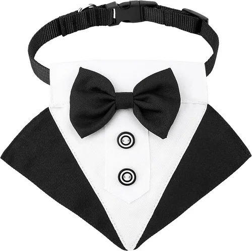 Vista 15 de Collar de corbatín negro para gato Segarty, lindo esmoquin para cachorros con corbatín para perros con collar blanco ajustable hecho a mano
