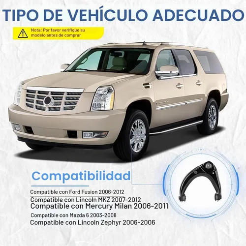 Vista 2 de Brazo de control superior delantero con kit de suapensión de rótula para Mazda 6 2003-2008, Lincoln MKZ 2007-2012, Lincoln Zephyr 2006-2011, Mercury
