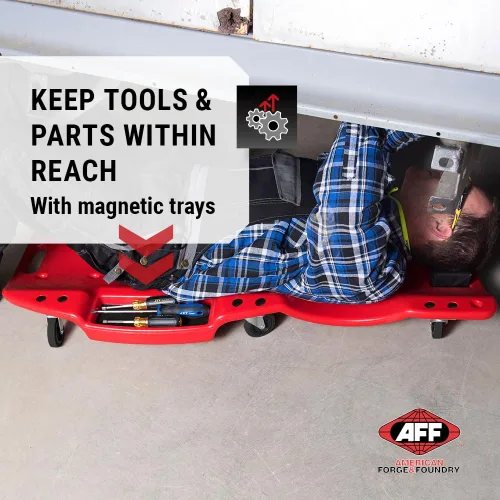 Vista 5 de AFF XL Mechanic's Creeper - Creeper Ergonómico de 47" de Longitud con Reposacabezas Acolchado y Bandejas Magnéticas para Herramientas - Super