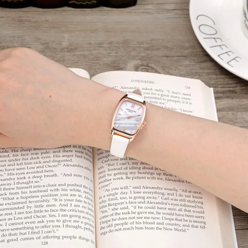 Vista 4 de Top Plaza Reloj de pulsera de cuero para mujer, rectangular, elegante, simple, analógico, de cuarzo, para mujer