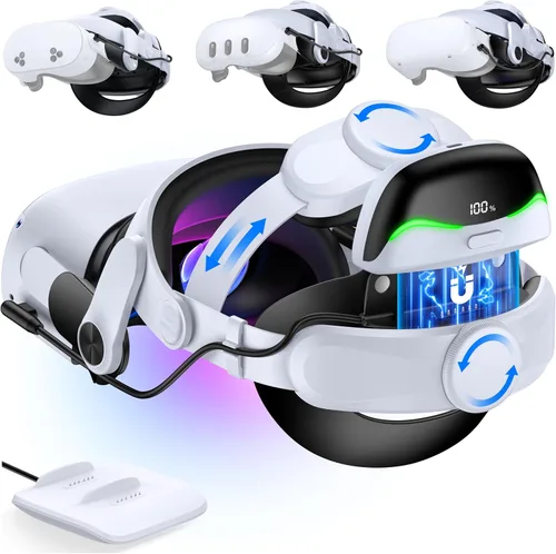Vista 14 de Kawaye Head Strap for Meta Quest 3S/3/2, 6700mAh Hot-Swap Batteries for Oculus Head Strap Extend 2-3Hrs,Dual Dial Adjustable VR Headset Strap for