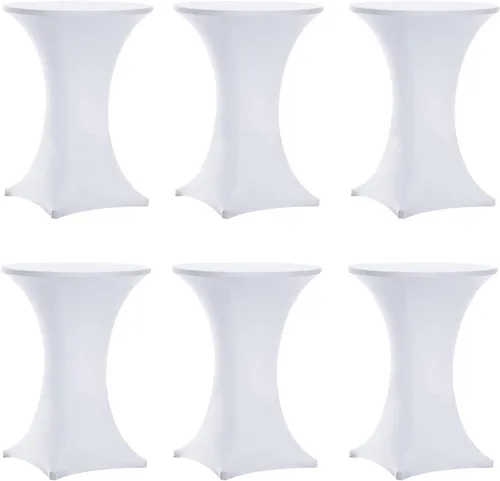 Vista 7 de Tina's Paquete de 6 fundas para mesa de cóctel de elastano Highboy de 30 x 42 pulgadas, color negro, mantel elástico ajustable para mesas redondas