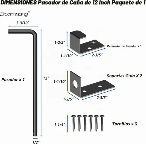 Vista 2 de Perno de caña de servicio pesado de 12 pulgadas, varilla de caída de puerta, herraje extra grueso, pestillo de suelo para cercas de madera, PVC