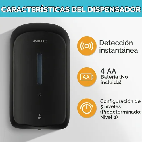 Vista 5 de AIKE Dispensador de jabón automático líquido, capacidad de 33.8 oz