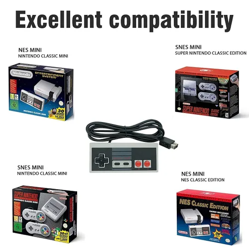 Vista 5 de NES - Controlador para NES Classic Edition y Nintendo Classic Mini, control de repuesto para Nintendo NES, 2 unidades de controlador NES Classic