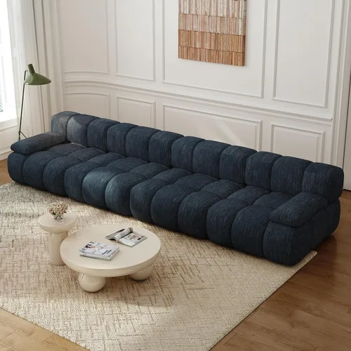Vista 32 de Settab Sofá modular de nube modular de 118.5 pulgadas con otomana móvil, sofá de pana moderno de 4 asientos, asiento profundo, sofá sin hueso