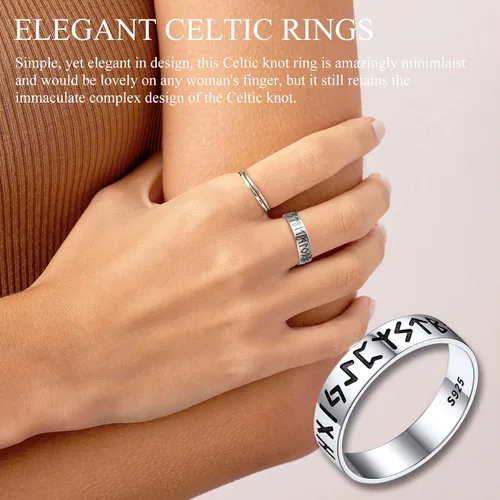 Vista 5 de Bestyle Anillo vikingo nórdico de plata de ley para hombres y mujeres, anillo de dedo índice de pulgar, joyería nórdica vikinga, regalo