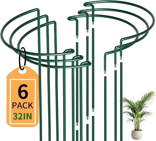 Vista 15 de TCBWFY Paquete de 10 estacas de soporte para plantas de peonía, 10 pulgadas de ancho x 16 pulgadas de alto, jaulas de peonía de alta resistencia