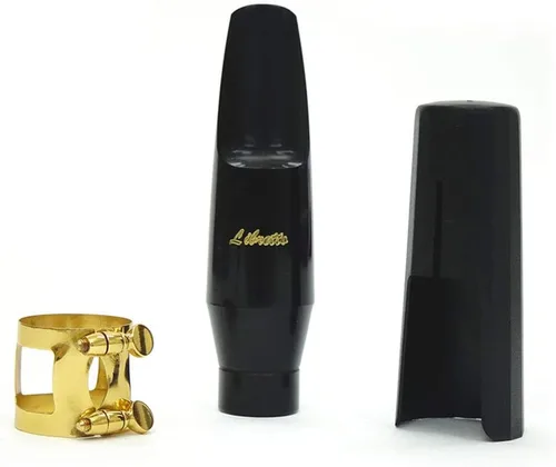 Vista 9 de Libretto Kit de boquilla de saxofón barítono: juego estándar con boquilla ABS 4C, tapa de plástico, ligadura lacada dorada, regalo, finamente