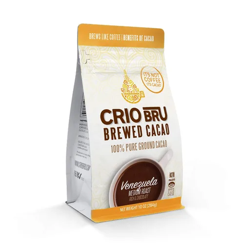 Vista 13 de Crio Bru Cacao elaborado Venezuela café de tostado medio alternativo 100% granos de cacao puros 99 sin cafeína, 10 onzas, no orgánico