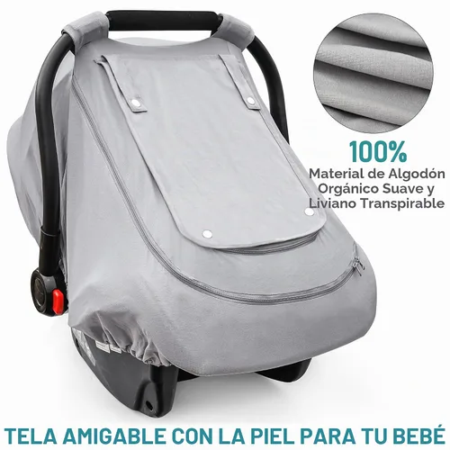 Vista 2 de Funda de asiento de automóvil para bebé para verano/primavera, funda de asiento de automóvil 100% algodón orgánico para bebés, cubierta de asiento