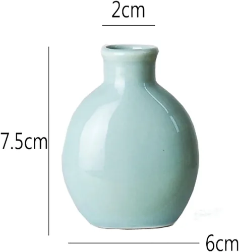 Vista 3 de Jarrones pequeños vintage de cerámica, mini jarrones de cerámica – Jarrón de escritorio de oficina para manualidades, micro jarrones de paisaje