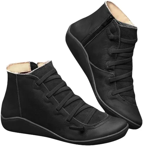 Vista 3 de Botas al tobillo para mujer, con cremallera, clásicas, puntiagudas, botas Chelsea con plataforma para mujer