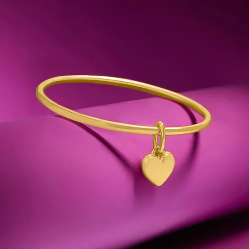 Vista 5 de Ross-Simons Italian Andiamo 14kt Yellow Gold Over Resin Heart Charm Bangle Bracelet
