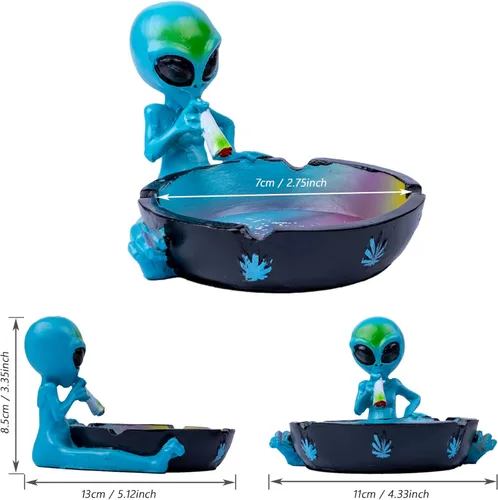 Vista 5 de Cenicero para Exterior, Cenicero Fresco para Cigarrillos, Cenicero de Fantasía Alien para Decoración de Oficina en Casa, Regalo Ornamental