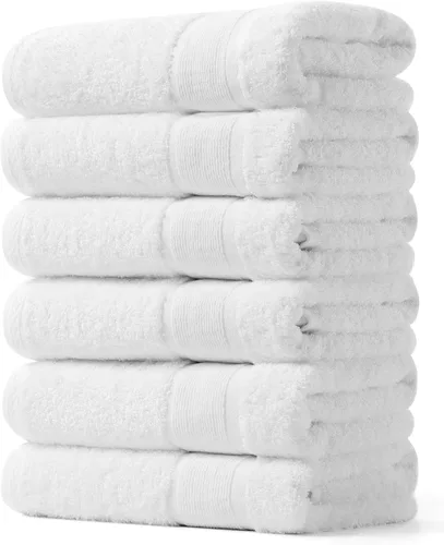 Vista 25 de Aibaser Toallas de baño, 27 x 54 pulgadas, naturales, ultra absorbentes, para baño, viajes, gimnasio, ducha y spa (juego de 6 piezas) (azul)