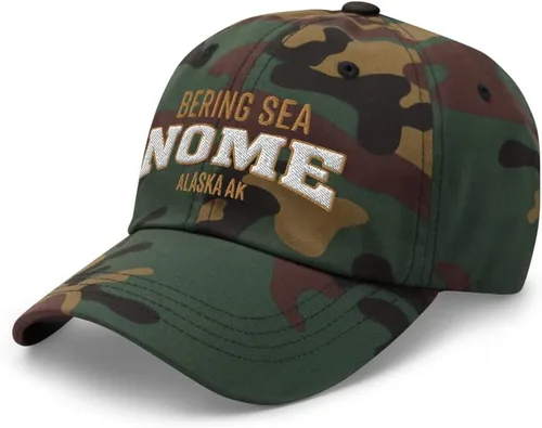 Vista 3 de Bering Sea Nome Alaska - Gorra de béisbol Flexfit curvada Peak Dad