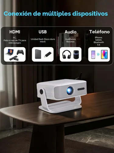 Vista 7 de Wielio Proyector inteligente con Wifi Bluetooth 400 ANSI para Google TV