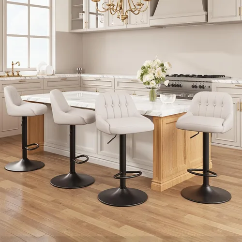 Vista 15 de MALOL Bar Stools Set of 1, Swivel Bar Chairs, Modern Adjustable PU Leather Upholstered Barstools Counter Height with Tufted Back for Bar, Kitchen