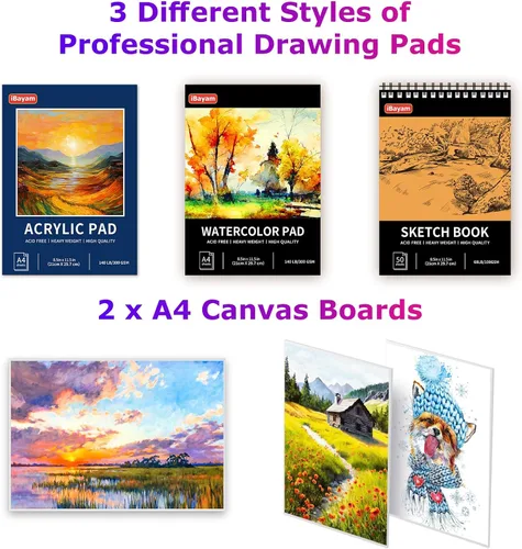 Vista 5 de iBayam Juego de Arte Deluxe, Caja de Regalo para Artista de 195 Piezas, Kit de Dibujo y Pintura de Artes y Manualidades, Suministros de Arte