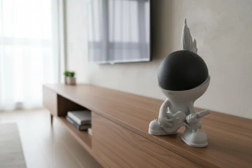 Vista 9 de Splin Soporte de mesa compatible con Amazon Alexa Smart Speaker Echo Dot (4ª y 5ª generación) y Apple HomePod Mini, Star Boy Blanco