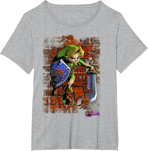 Vista 17 de Legend of Zelda Majoras Mask Link Action Retrato Camiseta Negro