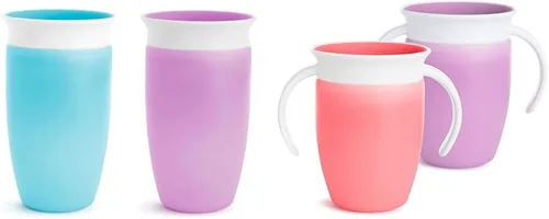 Vista 8 de Munchkin® Miracle® 360 Toddler Sippy Cup, a prueba de derrames, 10 onzas, paquete de 2, verde/azul & ® Miracle® 360 tapas para vasos, 4