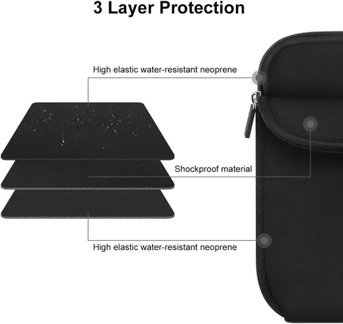 Vista 3 de AULEEP Fundas para laptop de 15 a 15.6 pulgadas, de neopreno, resistente al agua, funda delgada, bolsa de transporte duradera para computadora