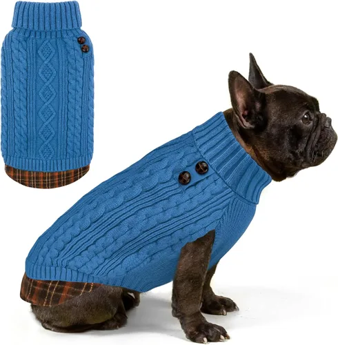 Vista 21 de KYEESE Suéter suave para perros pequeños, machos, abrigado, de cuello alto, ropa elástica de punto para gatos, abrigo cómodo para cachorros