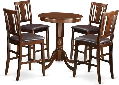 Vista 9 de East West Furniture EDBU3-MAH-LC - Juego de mesa de comedor de 3 piezas, altura de mostrador, 30 x 30, caoba