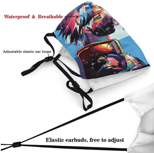 Vista 4 de Cubrebocas de anime japonés ajustable lavable reutilizable para niños