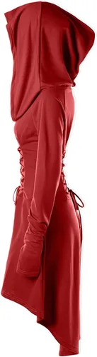 Vista 4 de Feancey Disfraz Steampunk para mujer, estilo gótico, vintage, con capucha, disfraz medieval, disfraz de bruja oscura, disfraz de cosplay