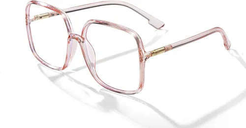 Vista 8 de BIGGY Oversized Square Blue Light Blocking Glasses - Ultralight Fashion Nerd Frames for Women Men
